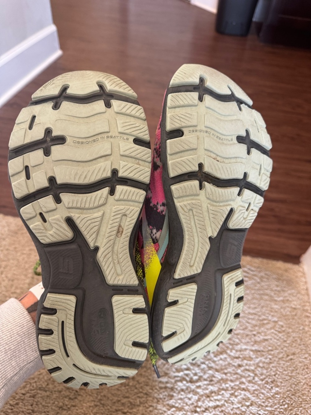 Brooks Women's Ghost 15 Running Shoes - Pink Camo with Yellow Accents - Picture 6 of 6